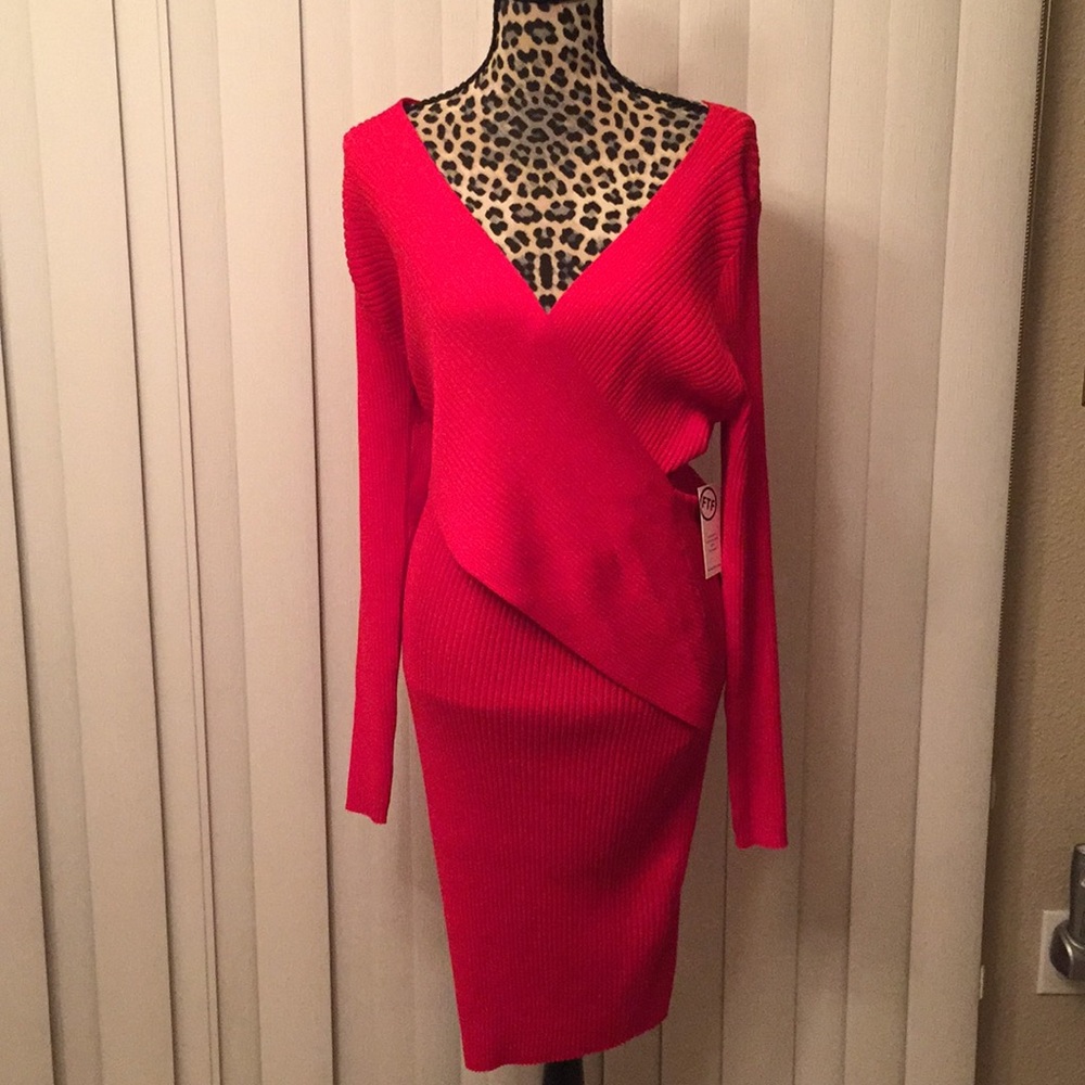 *NWT BRIGHT RED FASHION TO FIGURE SWEATER DRESS